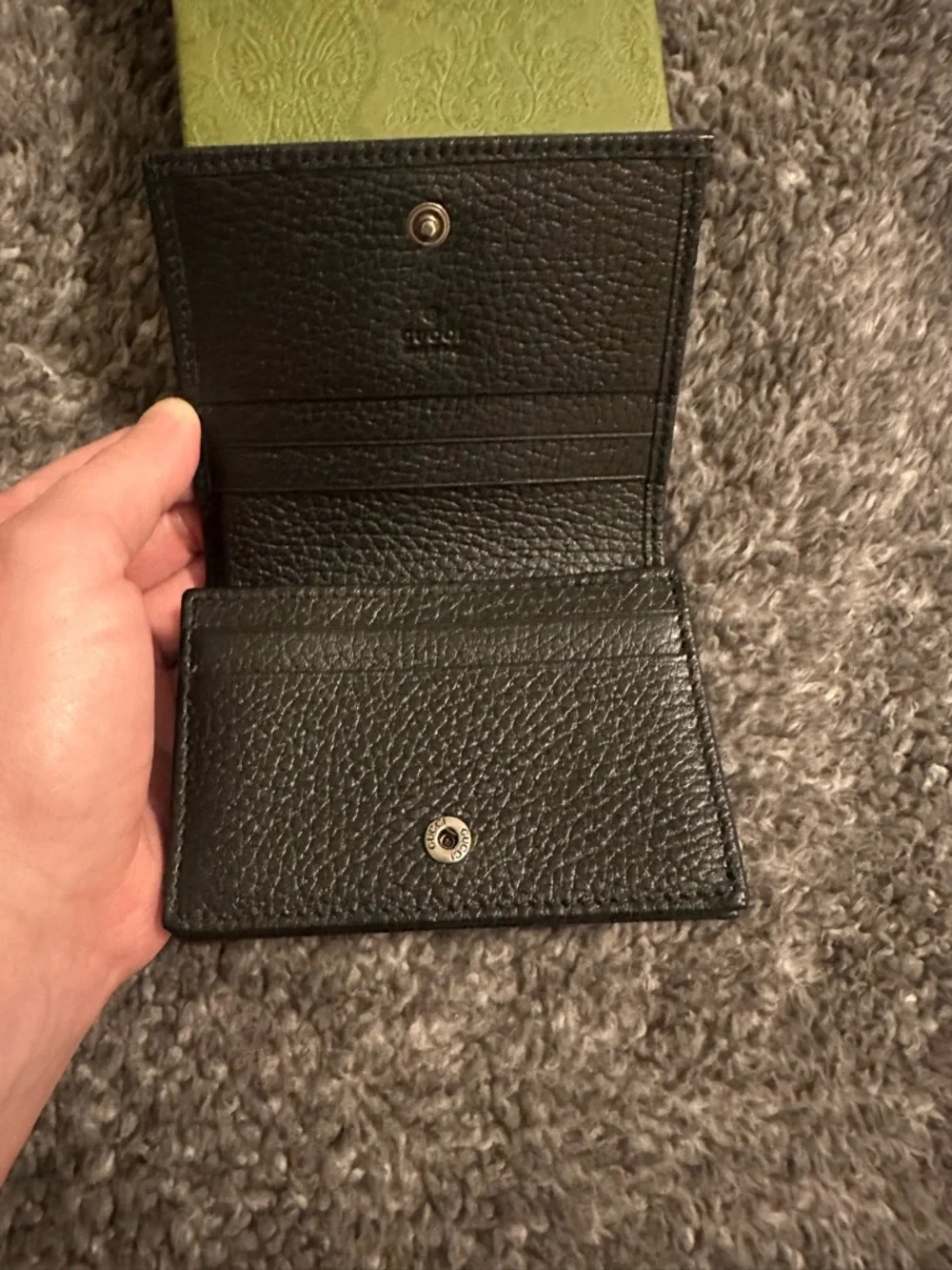Gucci Black Pebbled Leather Card Case with Black GG Hardware - Picture 2 of 2